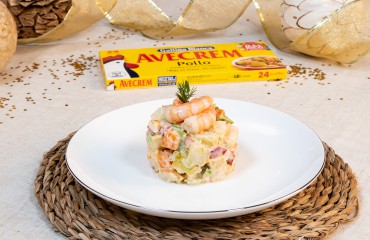 Emplatado con producto ensaladilla de gambas